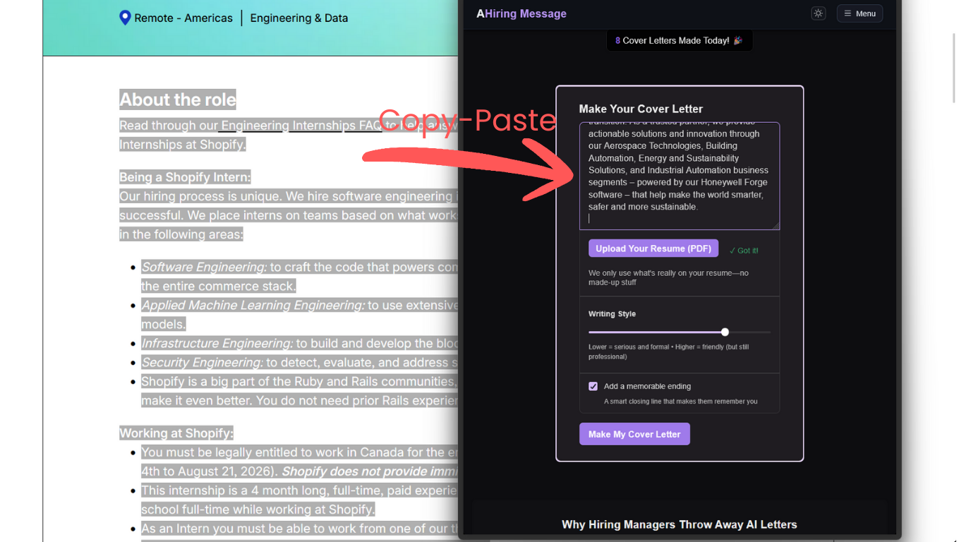 Upload Resume + Job Description