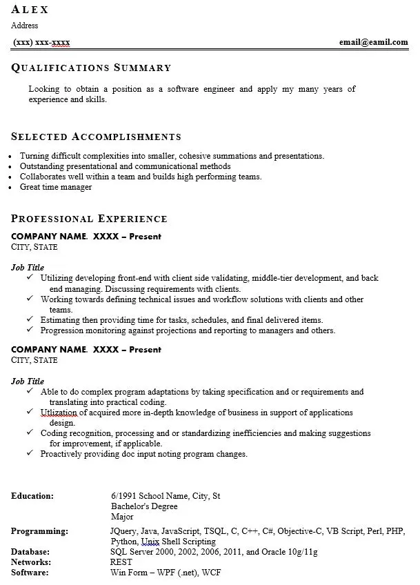 Weak resume with low scores
