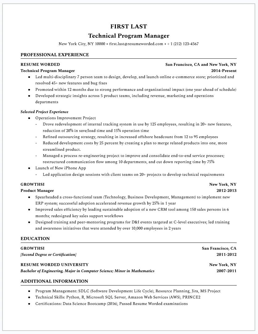 Starter resume template preview