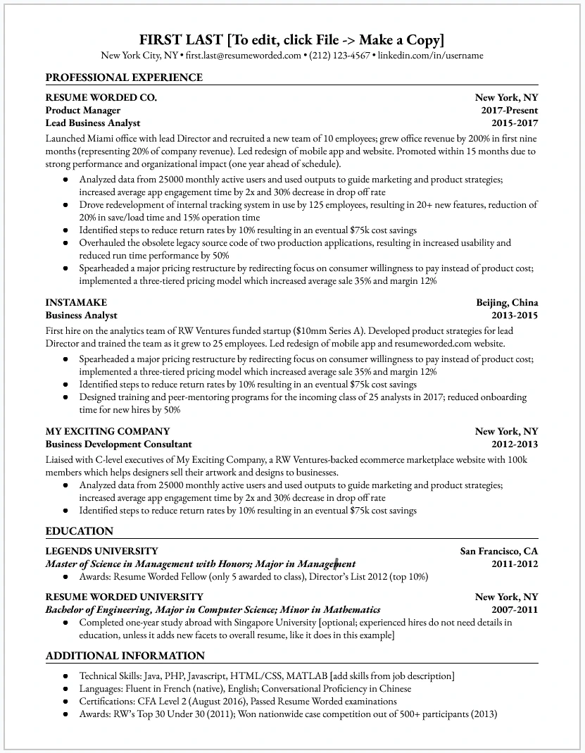 General Professional resume template preview