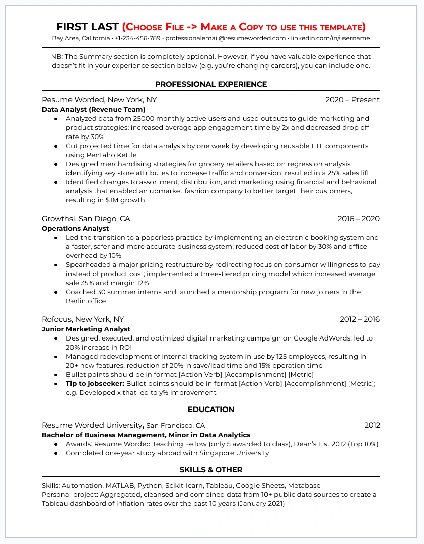 Healthcare / Nursing resume template preview